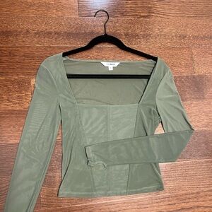 Mesh army green long sleeve